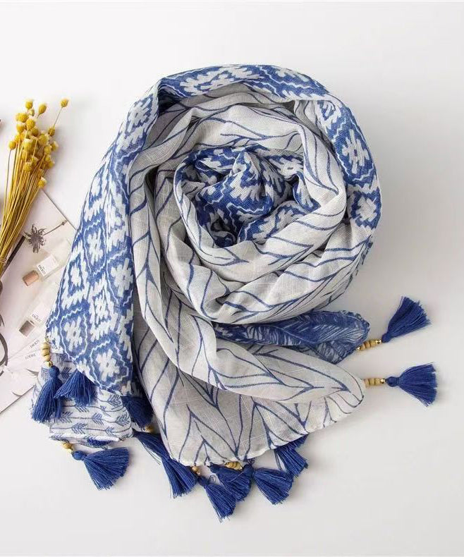 Écharpe Femme Style Ethnique Bohème à Pompons 2