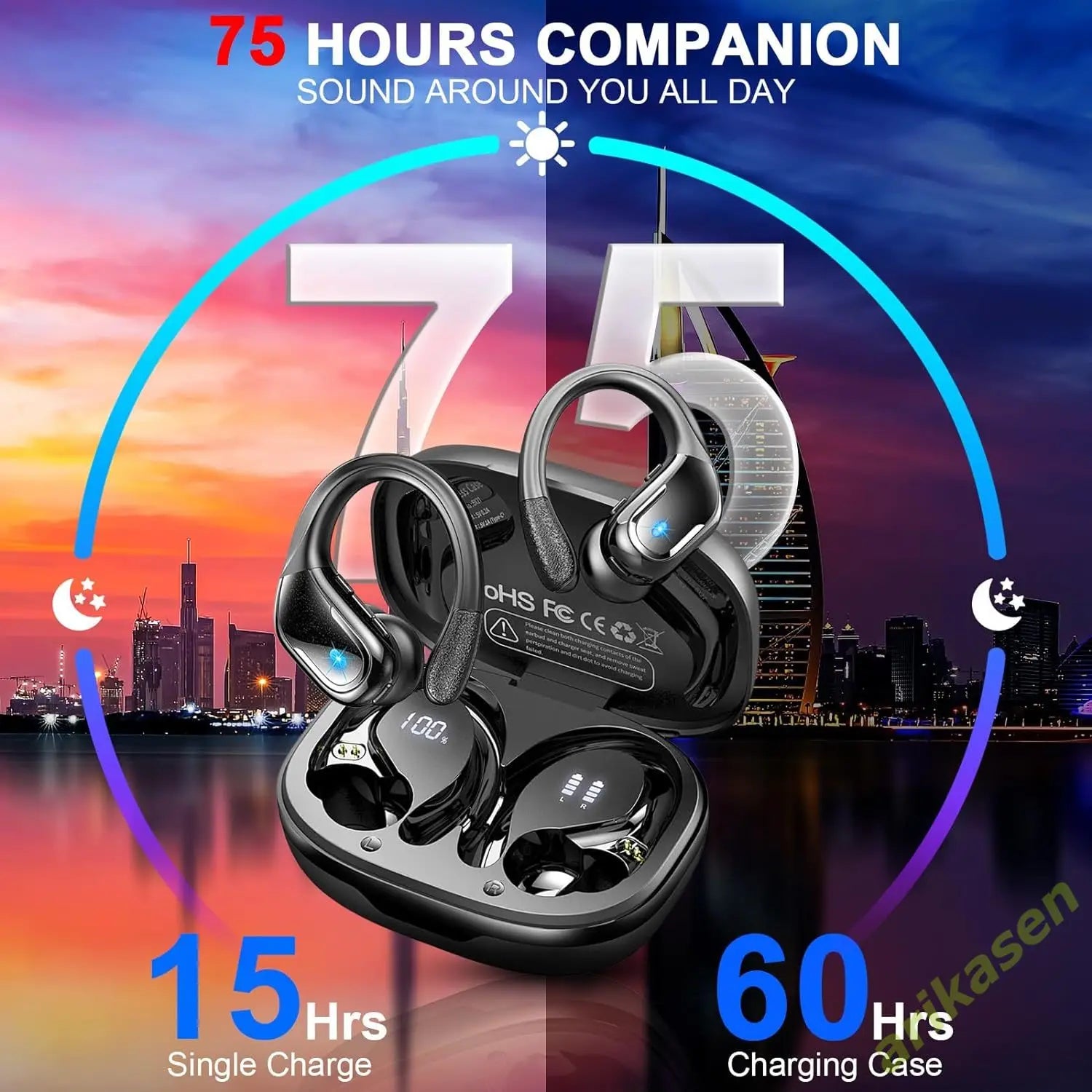 Écouteurs Sans Fil Bluetooth 5.3 Sport Avec Autonomie 75 Heures 1