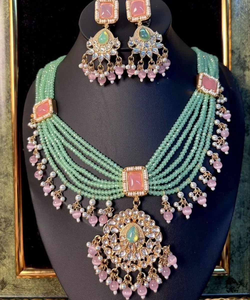 Ensemble Bijoux Femme Collier Pendentif et Boucles d'Oreilles Vintage 2