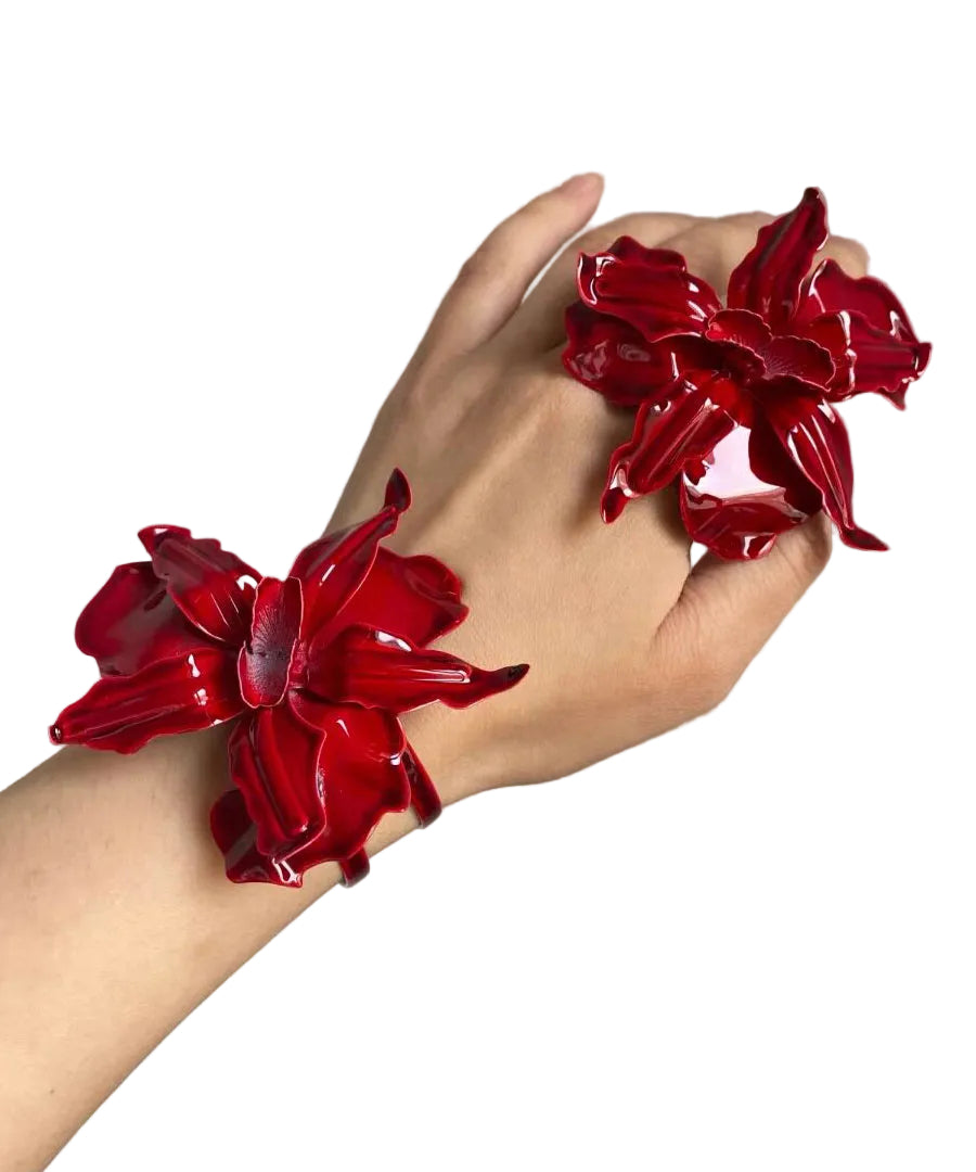 Ensemble Bijoux Femme Deux Pièces Floral Métal 2