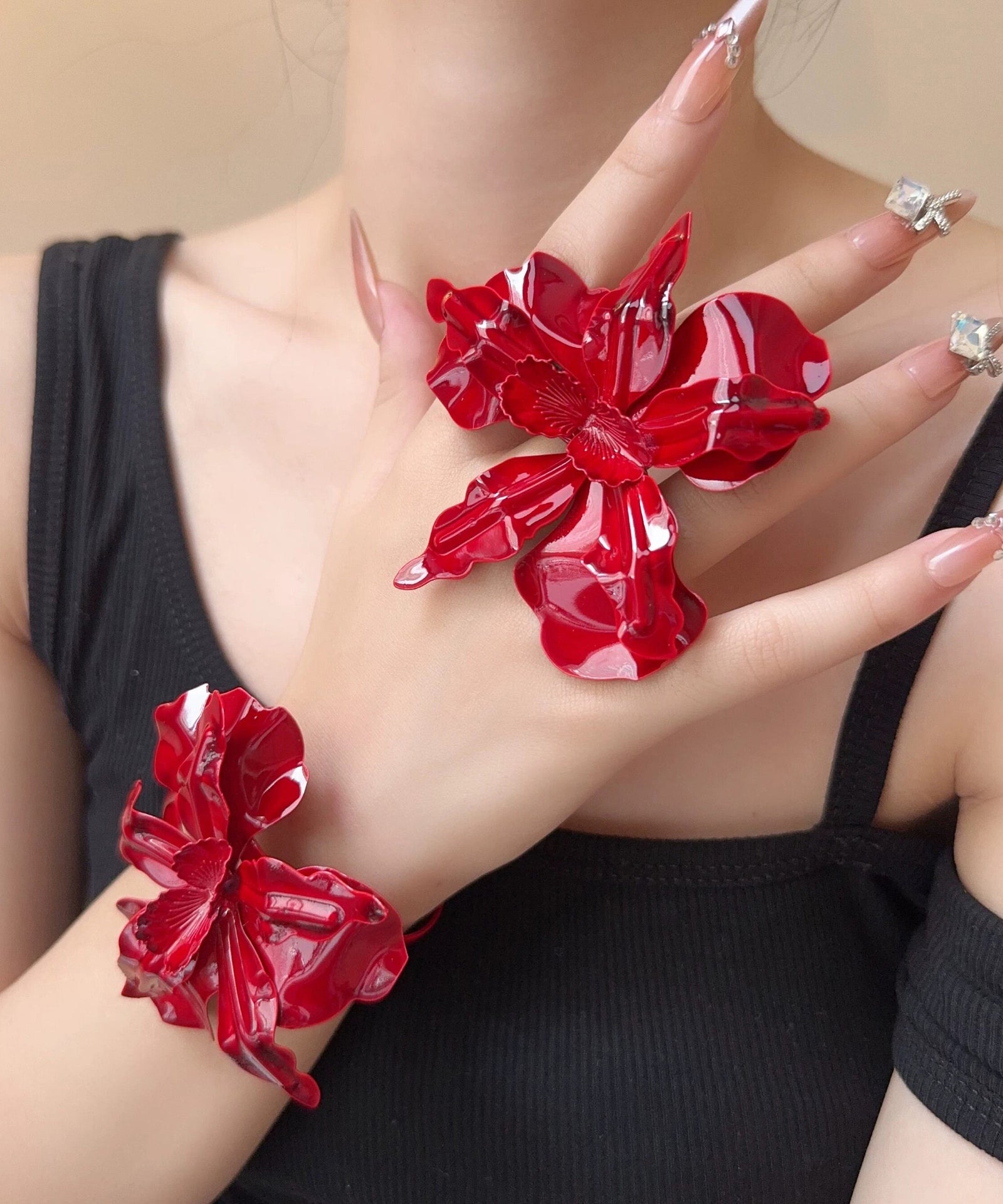 Ensemble Bijoux Femme Deux Pièces Floral Métal 4