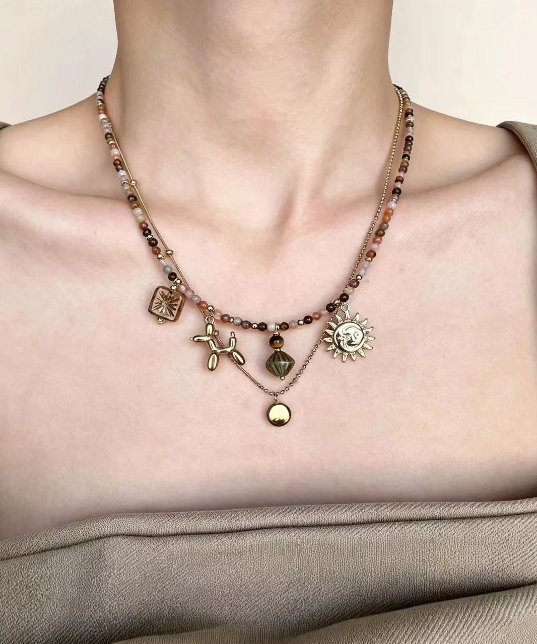 Ensemble Collier Femme Ras du Cou Perles et Pendentif 2