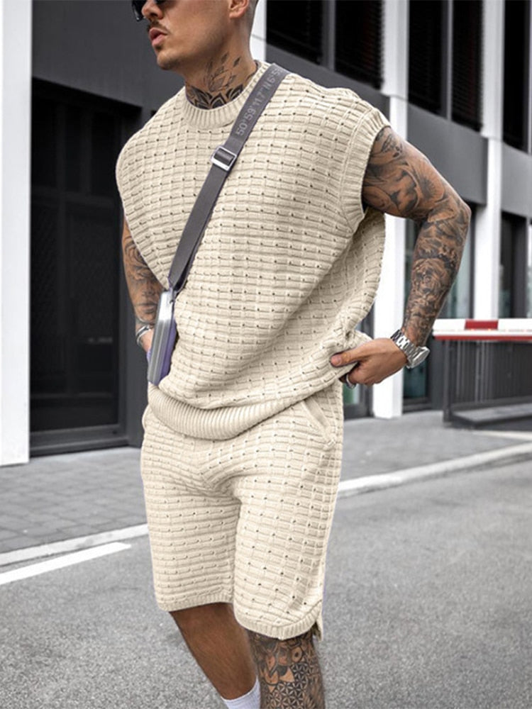 Ensemble Court en Tricot pour Hommes Décontracté 4