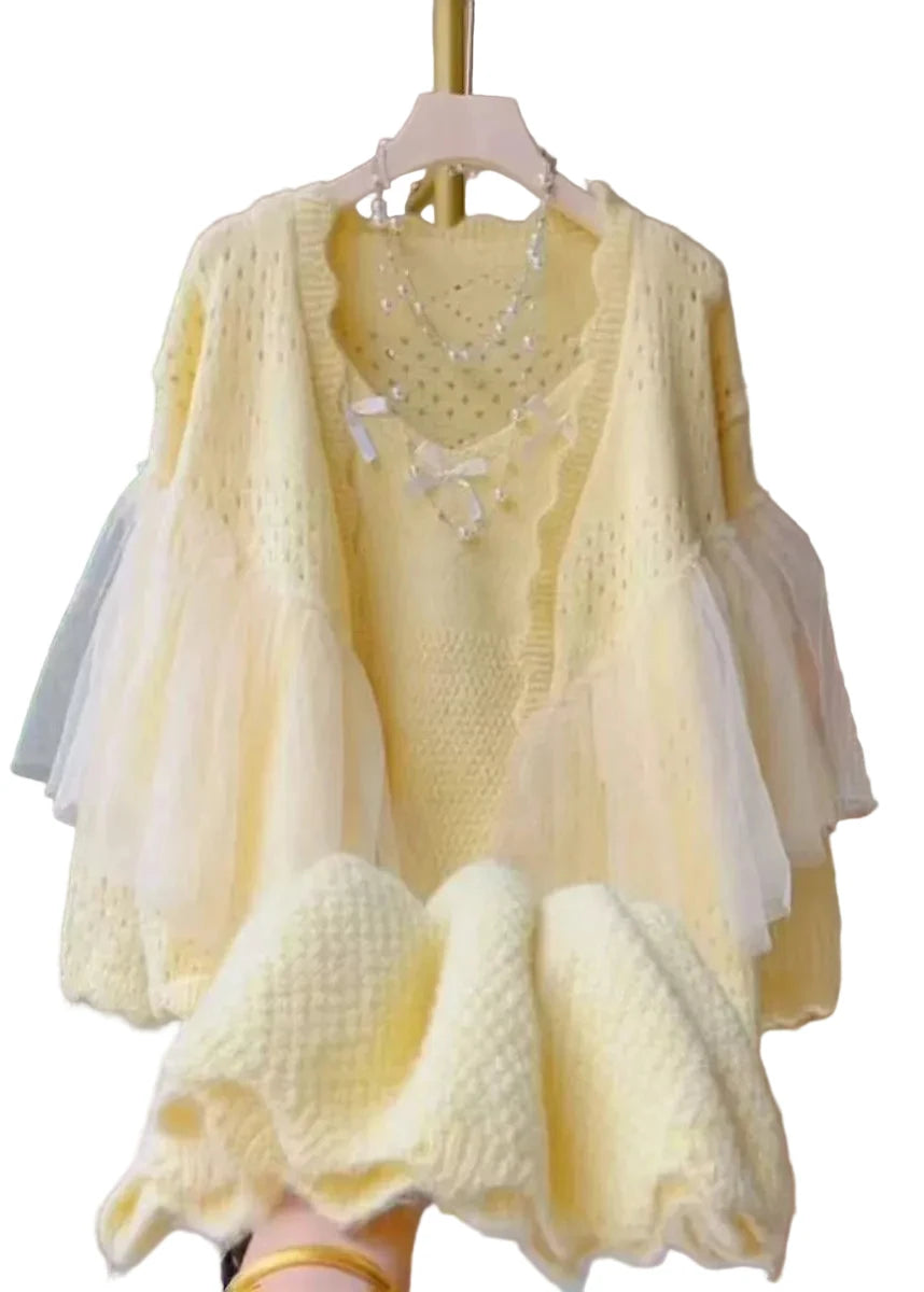 Ensemble Deux Pièces Femme Patchwork Tulle Ajouré Hiver 0