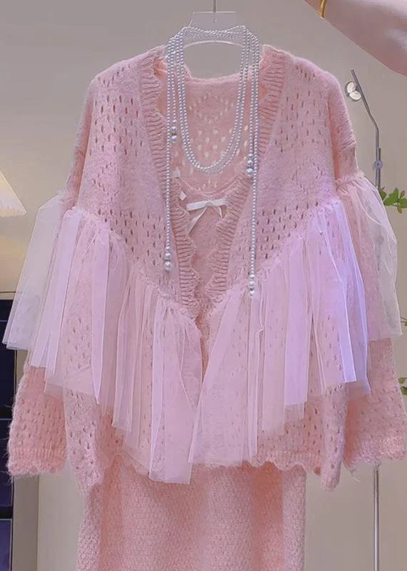 Ensemble Deux Pièces Femme Patchwork Tulle Ajouré Hiver 2