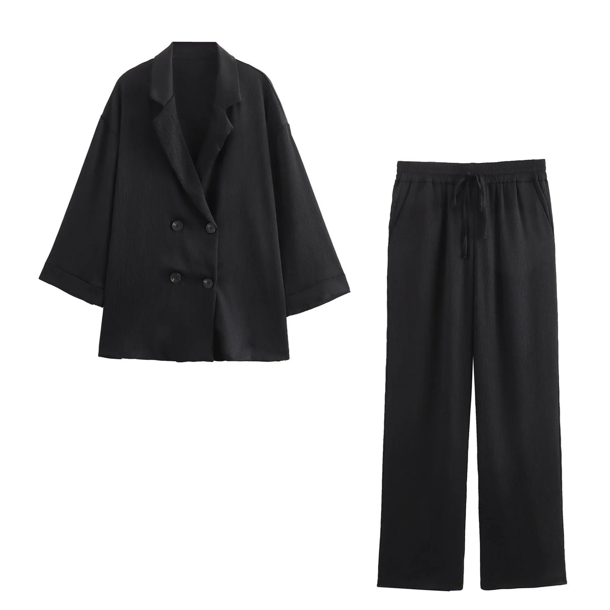 Ensemble Femme Blazer et Pantalon à Jambes Larges 6
