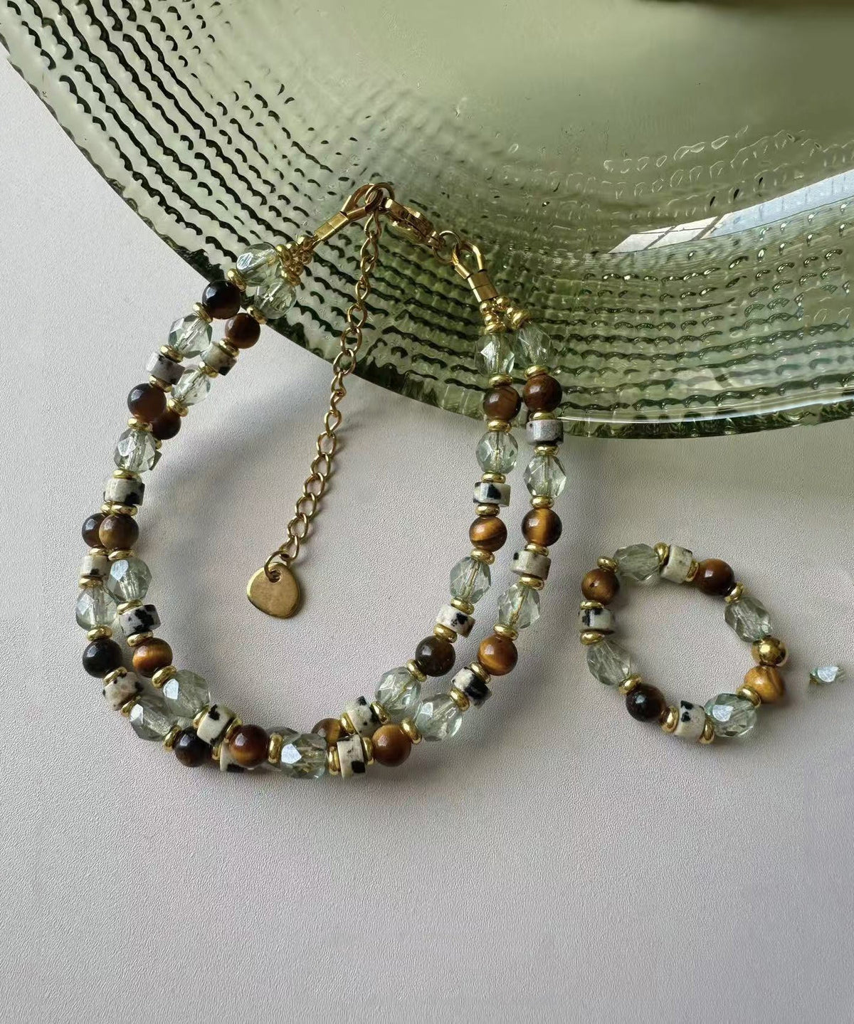 Ensemble Femme Bracelet à Breloques Style Œil de Tigre 0