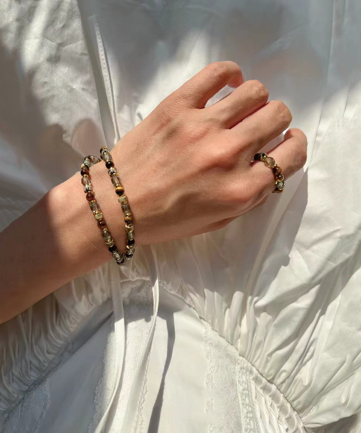 Ensemble Femme Bracelet à Breloques Style Œil de Tigre 1