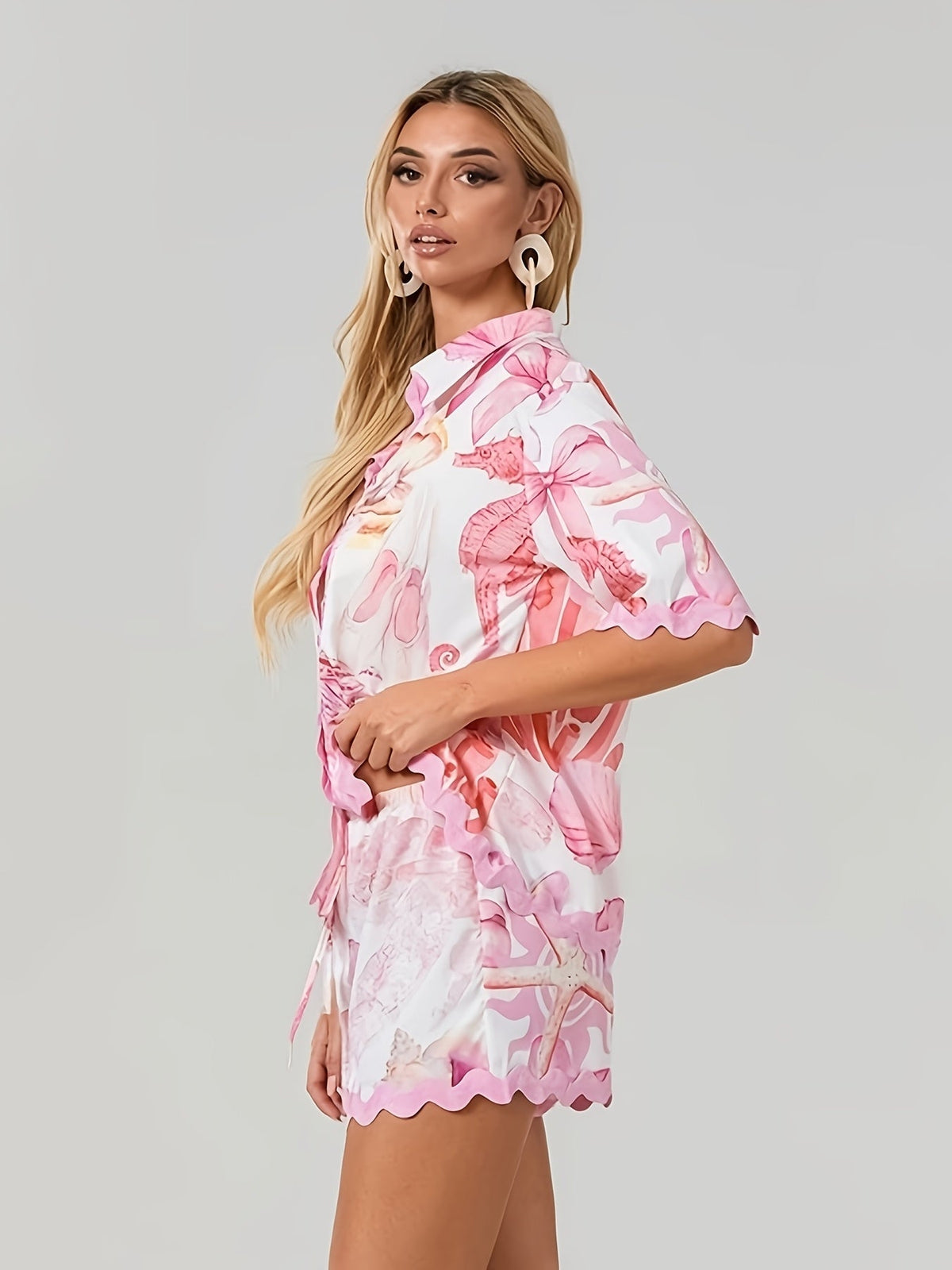 Ensemble Femme Chemise à Imprimé Méditerranéen et Short 5