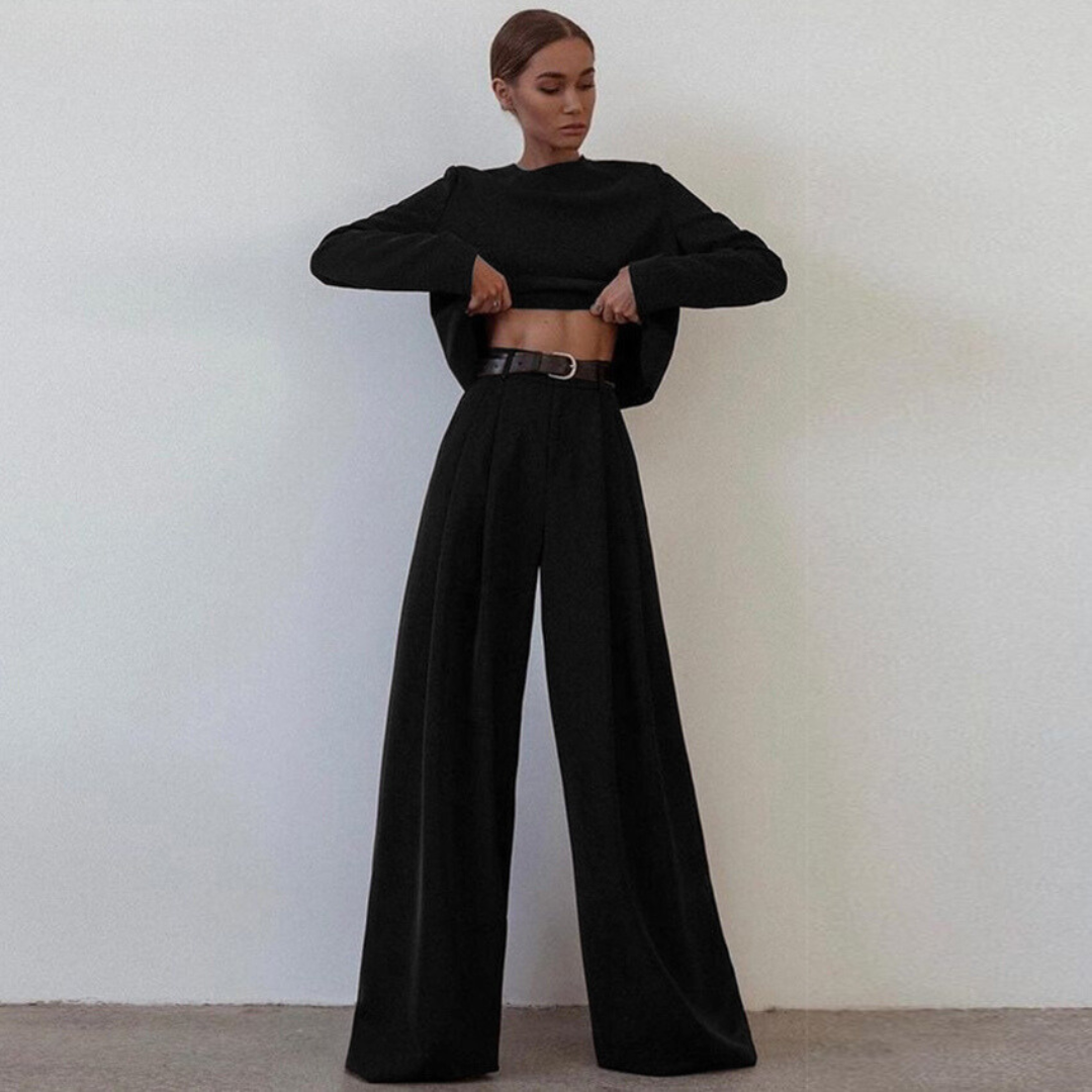 Ensemble Femme Chic avec Pantalon Large Moderne 1