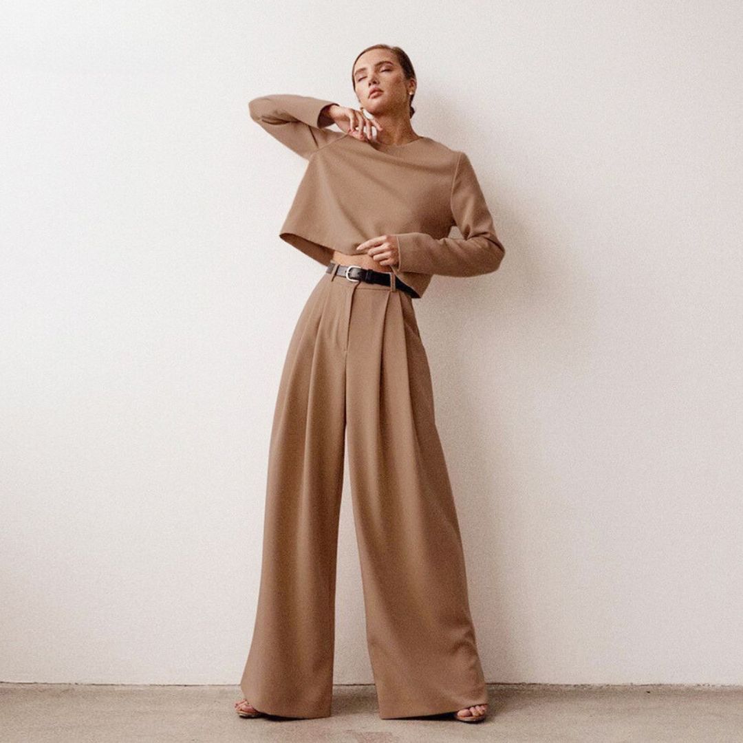 Ensemble Femme Chic avec Pantalon Large Moderne 2