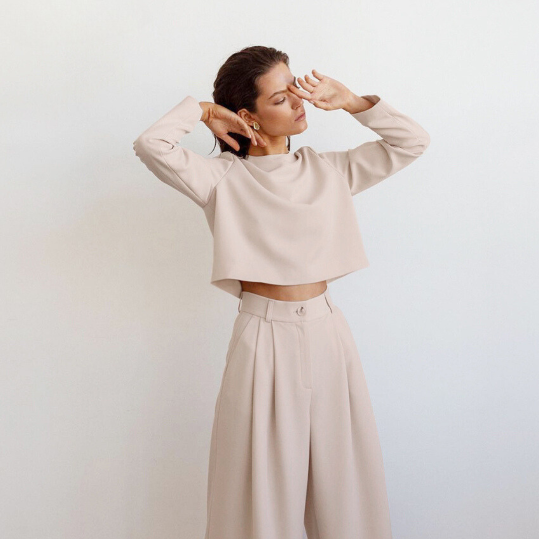 Ensemble Femme Chic avec Pantalon Large Moderne 4