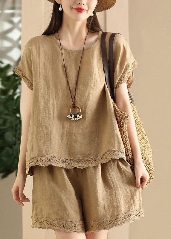 Ensemble Femme Décontracté Col Rond Patchwork 2 Pièces Été 1