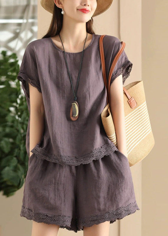 Ensemble Femme Décontracté Col Rond Patchwork 2 Pièces Été 3