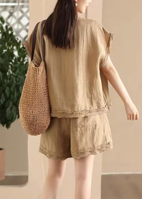 Ensemble Femme Décontracté Col Rond Patchwork 2 Pièces Été 4
