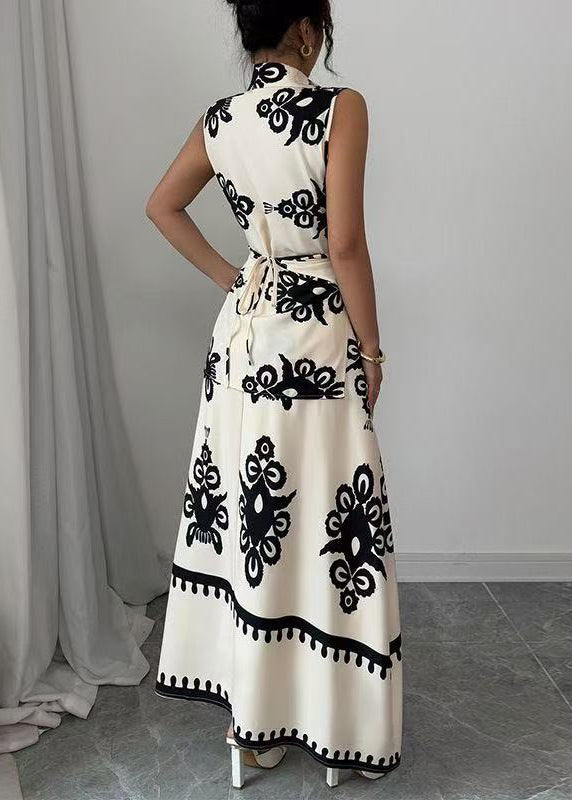 Ensemble Femme Deux Pièces Imprimé Asymétrique Sans Manches 2