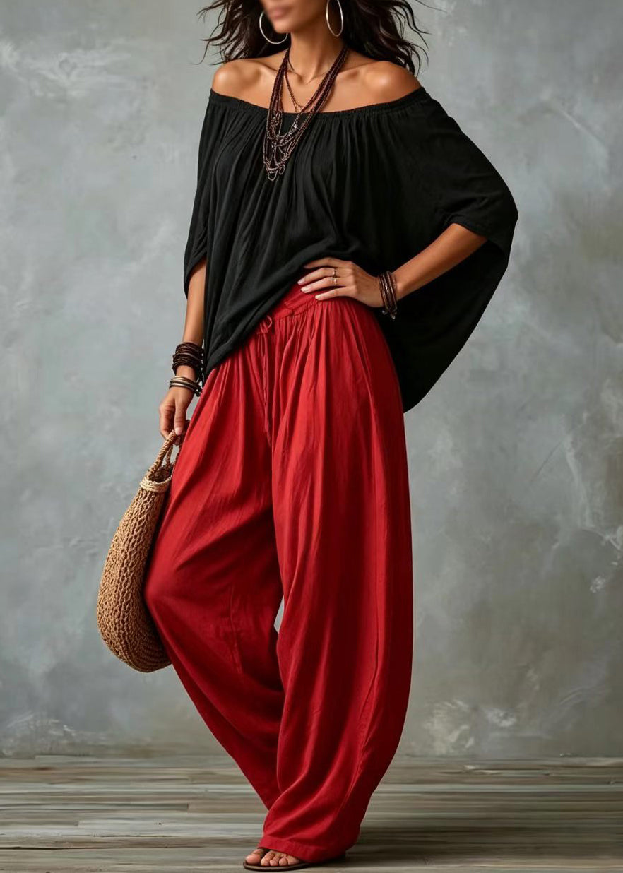 Ensemble Femme Deux Pièces Manches Chauve-Souris Oversize Épaules Dénudées 1