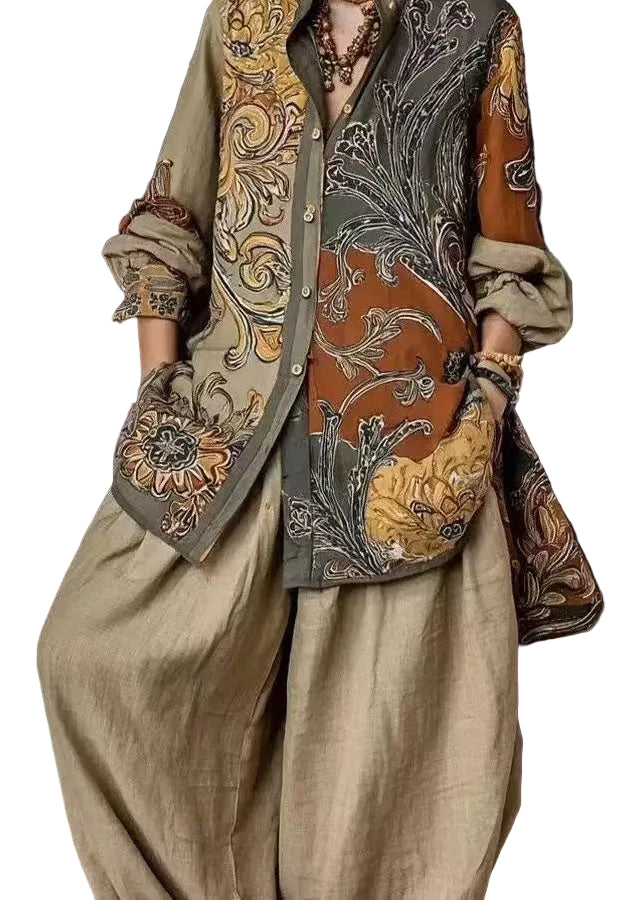 Ensemble Femme Deux Pièces Oversize Col Claudine Manches Longues 0