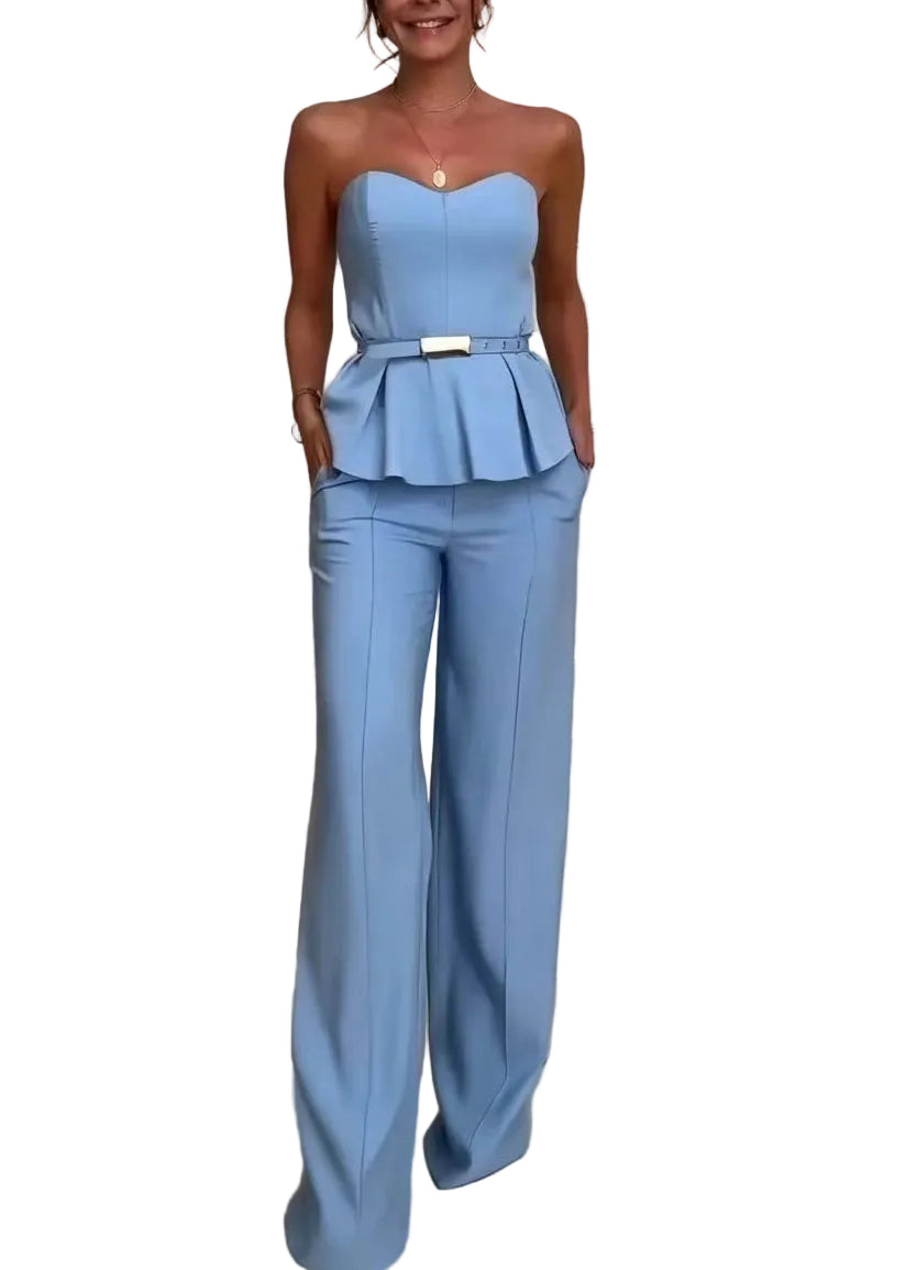 Ensemble Femme Deux Pièces Sans Bretelles Style Décontracté 0