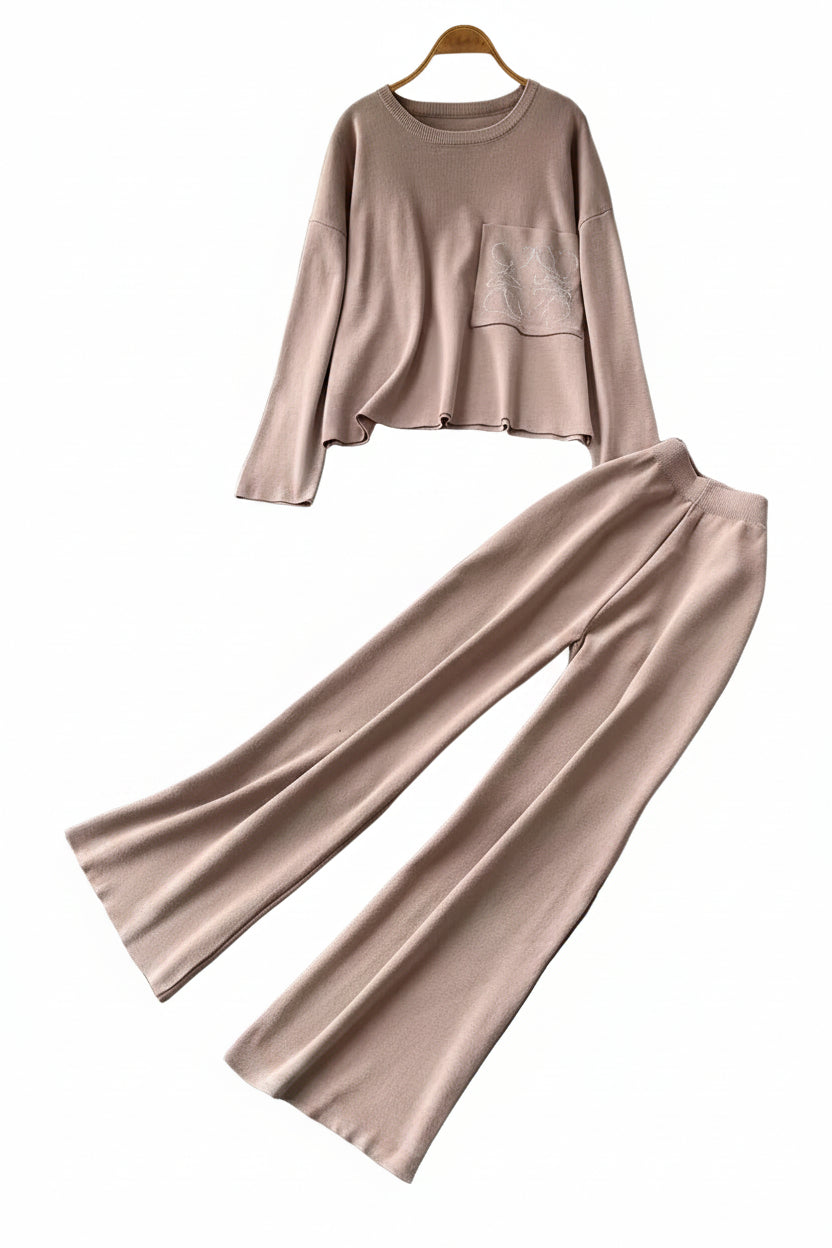 Ensemble Femme Deux Pièces Tricot Patchwork Oversize Automne 0