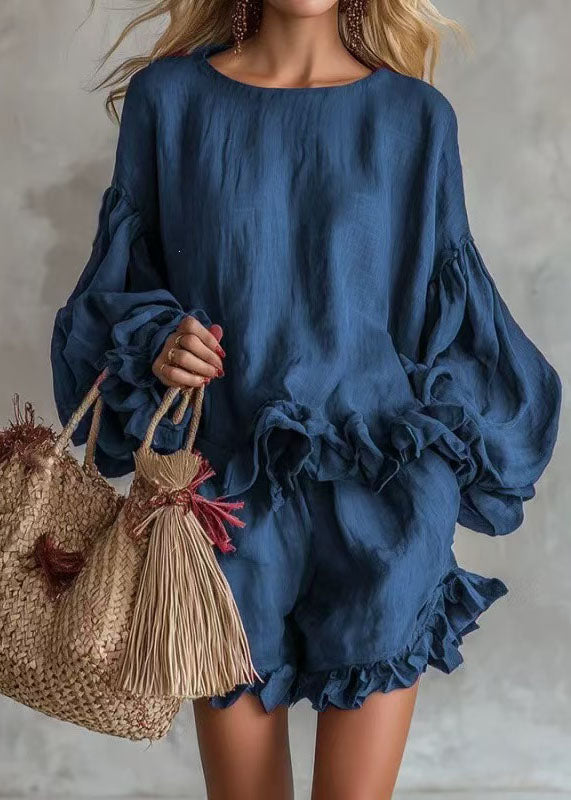 Ensemble Femme Deux Pièces Volants Manches Lanternes 0