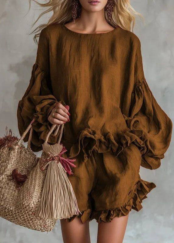 Ensemble Femme Deux Pièces Volants Manches Lanternes 3