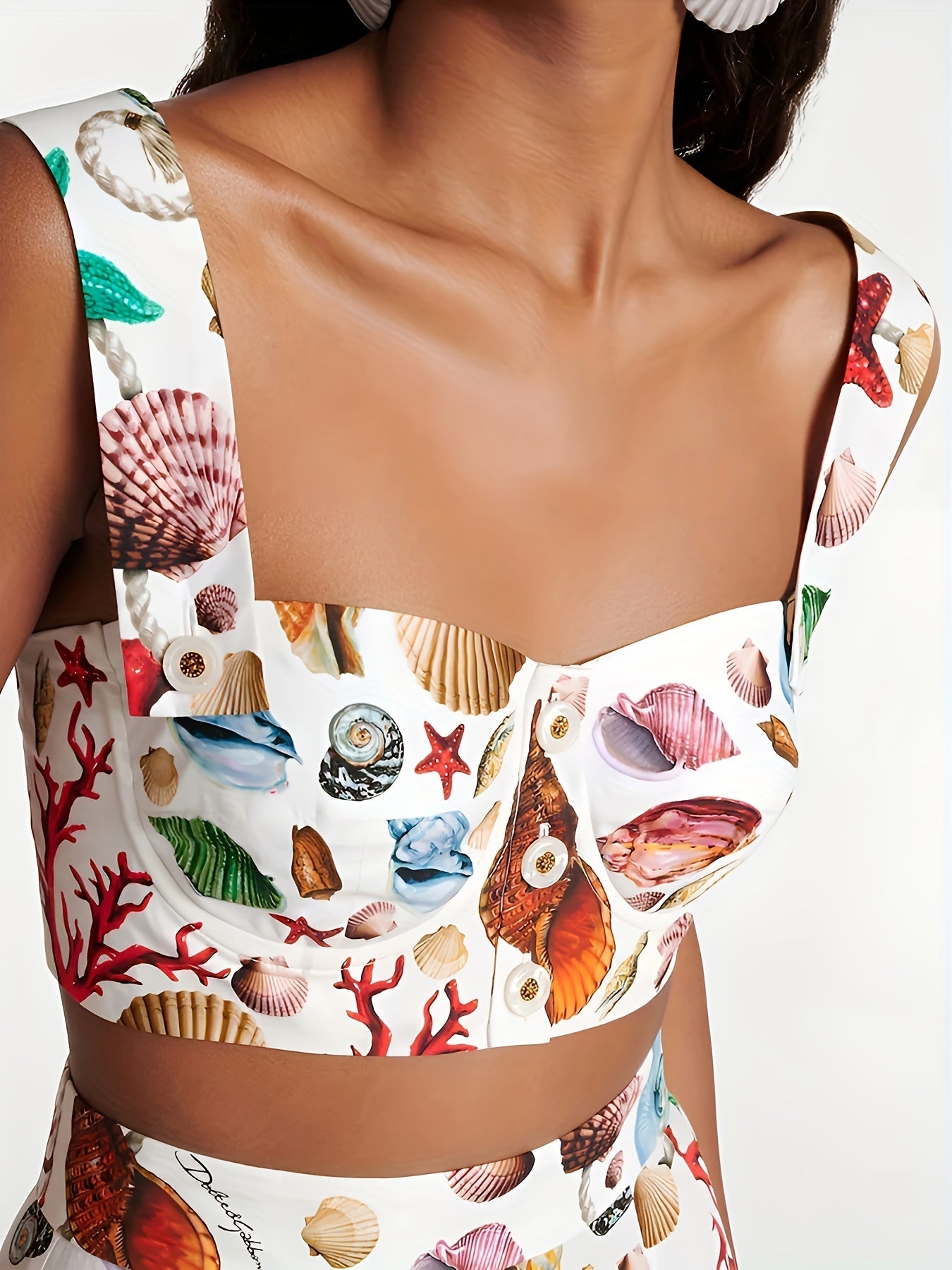 Ensemble Femme Haut Court et Jupe Longue à Volants Chic 3