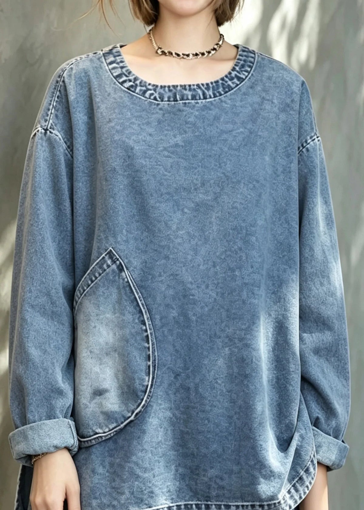 Ensemble Femme Haut et Short Denim Style Décontracté 1