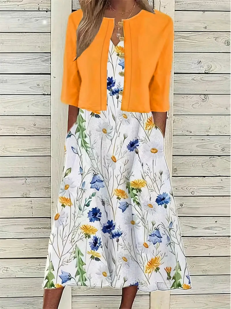 Ensemble Femme Robe Fleurie avec Haut Court 10