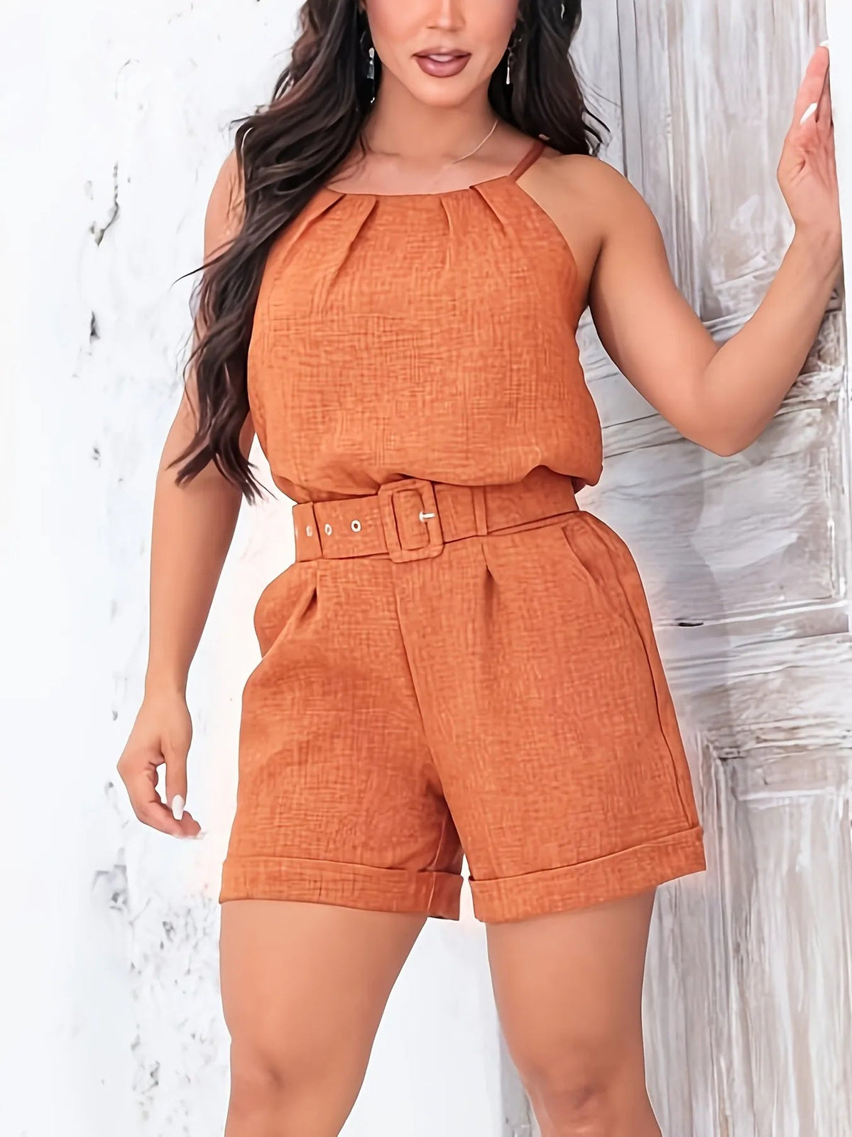 Ensemble Sport Femme Haut Sans Manches et Short Taille Haute Chic 3