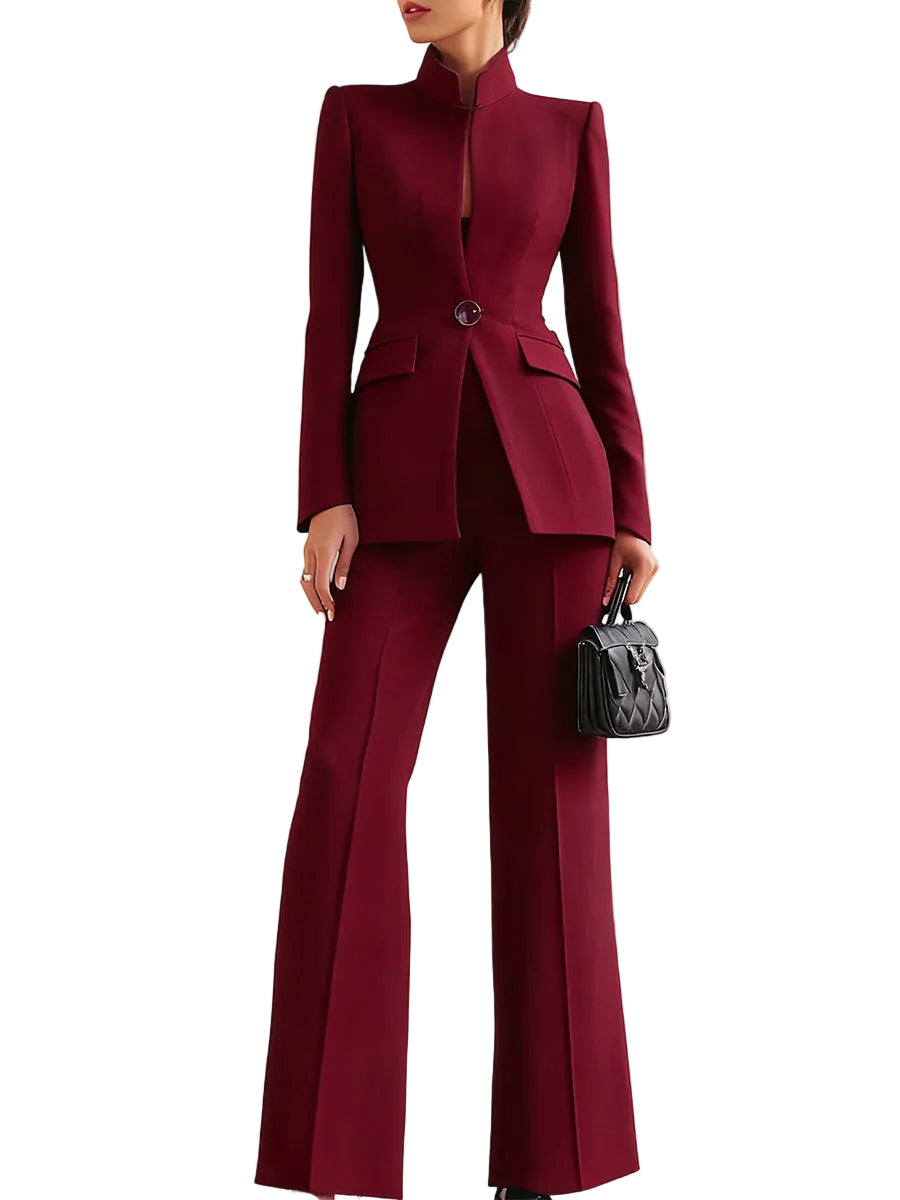 Ensemble Tailleur Femme Chic Blazer et Pantalon élégant 3