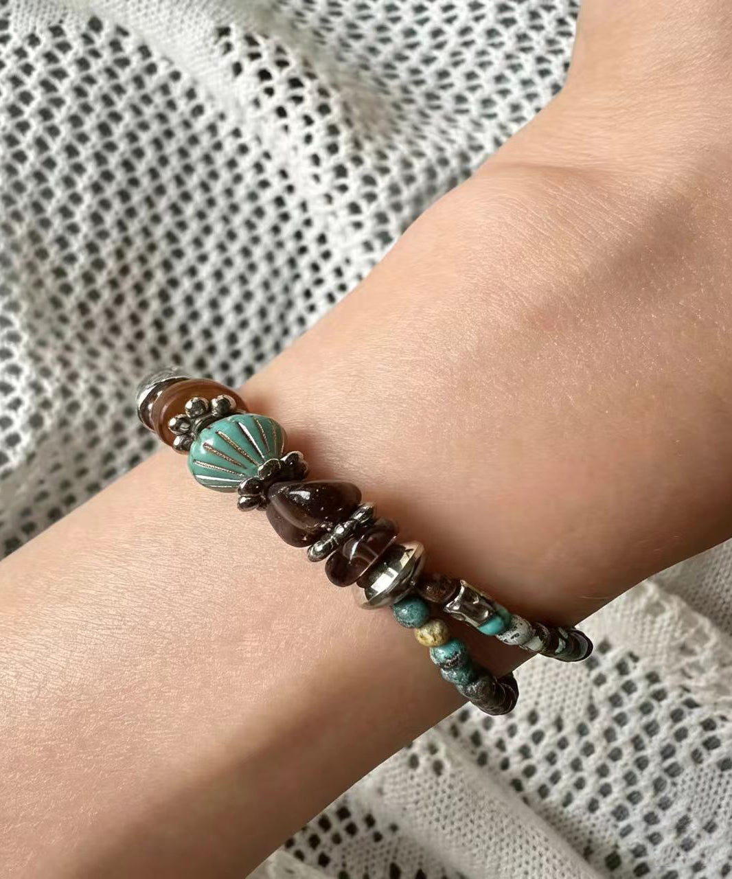 Ensemble de trois bracelets pour femmes multicolores style perles 2