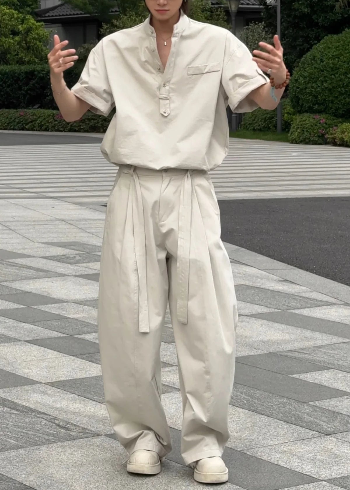 Ensemble deux pièces homme oversize kaki automnal 3