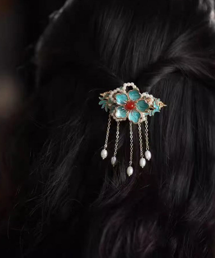 Épingle à Cheveux Fleurie avec Papillon Doré pour Coiffure Féminine 4