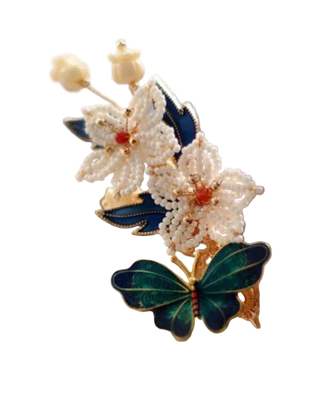 Épingle à cheveux féminine style chinois avec pampilles et perles 4