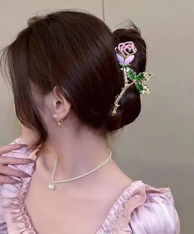 Épingle à cheveux pour femme style boutique avec zircon rose 1