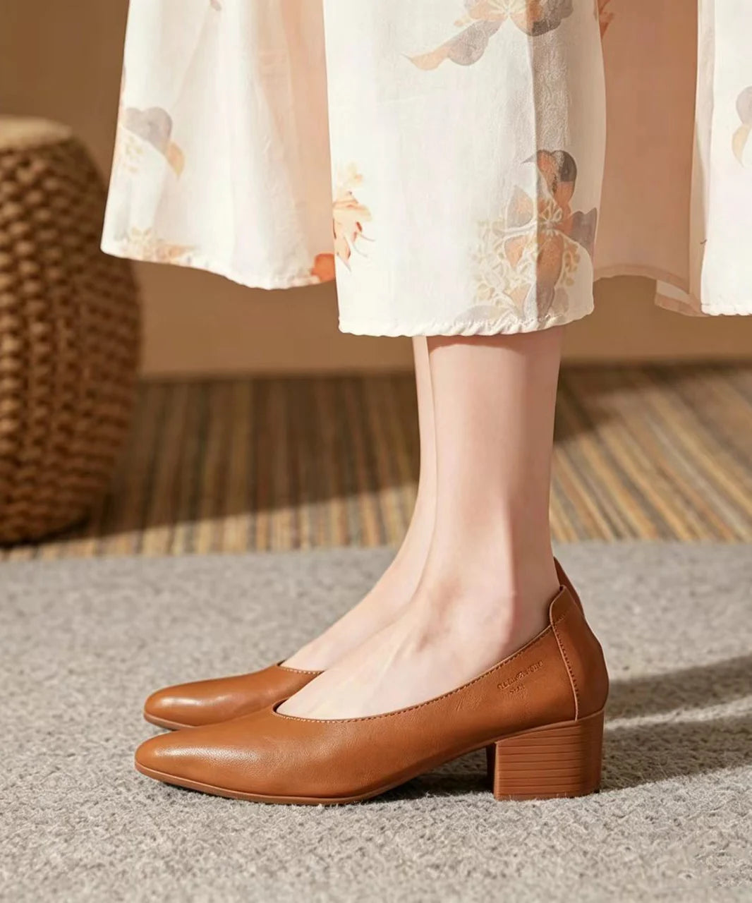 Escarpins Femme Chic et Confortable à Bout Pointu Talon Compensé Bas 2