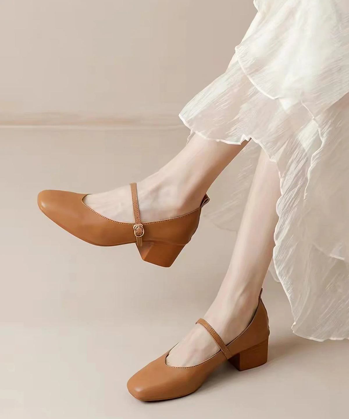 Escarpins Femme Talons Épais avec Boucle 3
