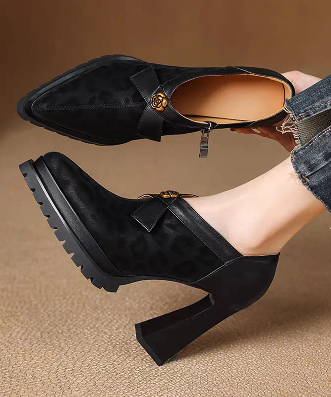 Escarpins à plateforme pour femme style léopard à talons épais 3