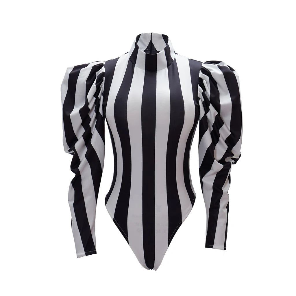 Femme Costume Gothique Victorien Rayé Style Cosplay 0