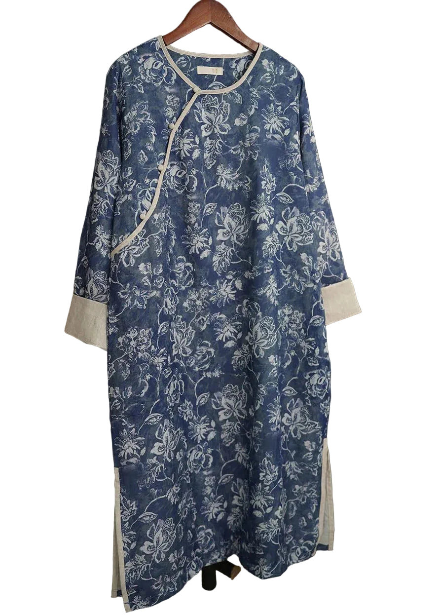 Femme Parka Longue Style Rétro avec Col Rond et Ouverture Latérale 0