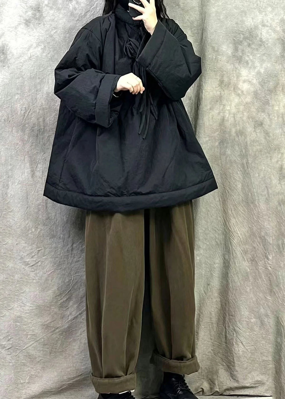 Femme Parka Oversize à Motif Floral Hiver 2