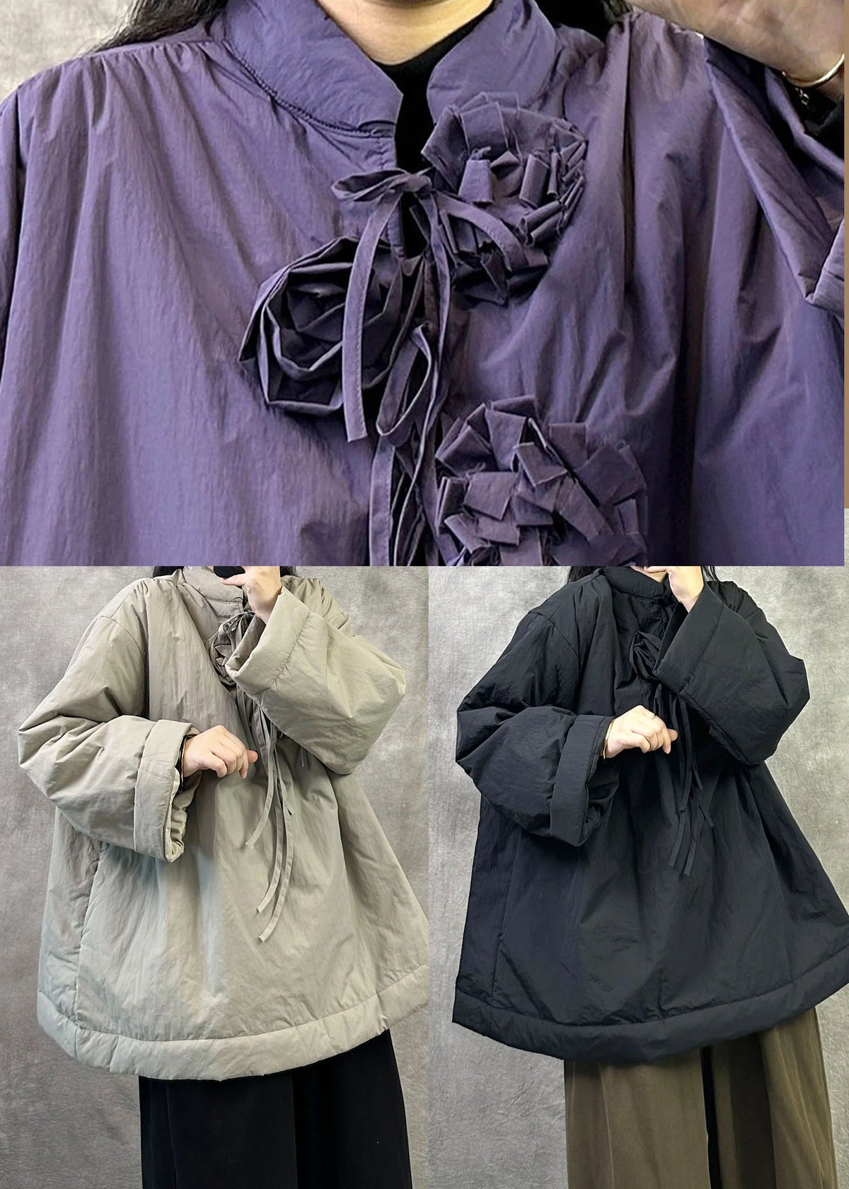 Femme Parka Oversize à Motif Floral Hiver 4