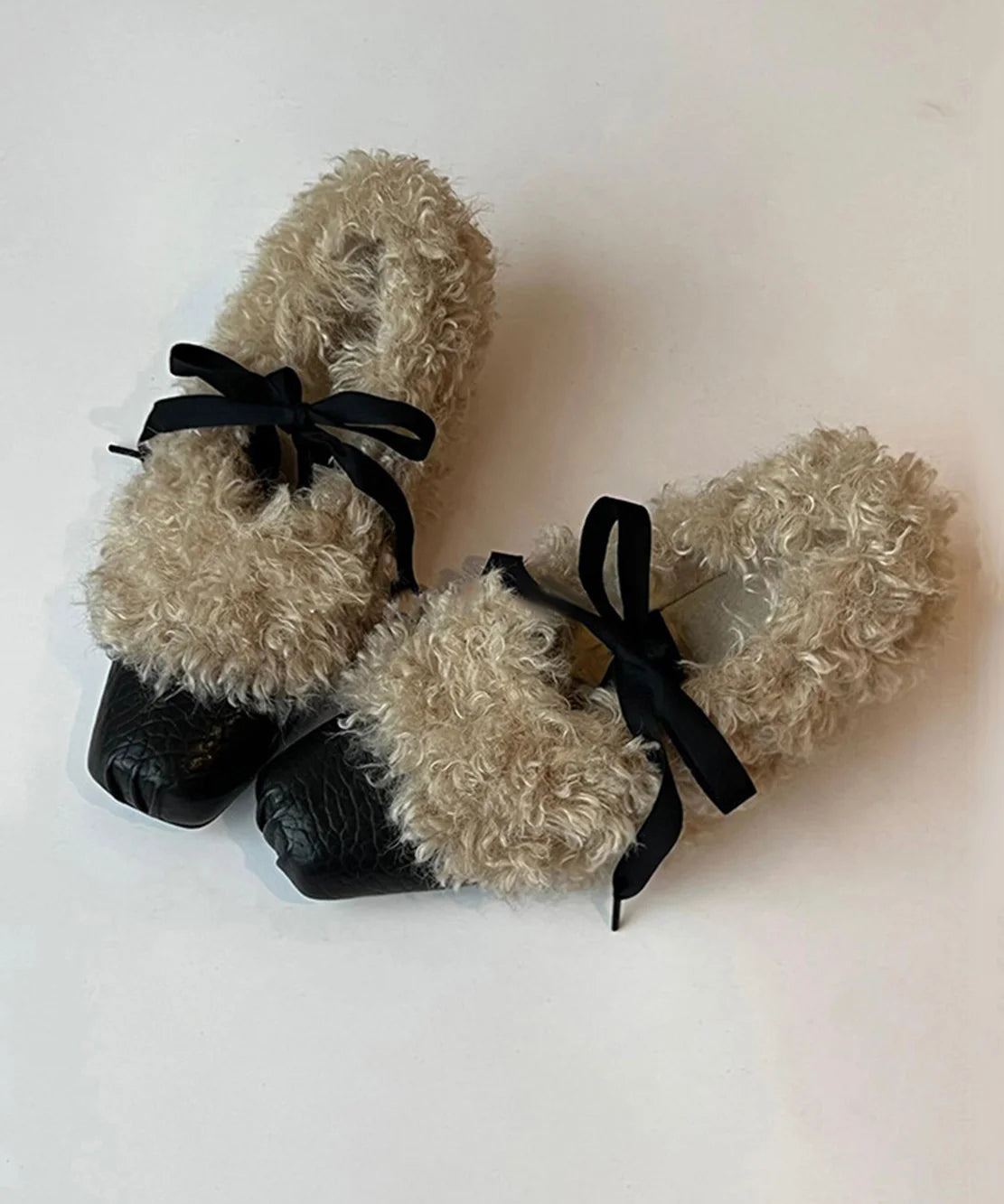 Femmes Ballerines Compensées à Lacets avec Nœud 1