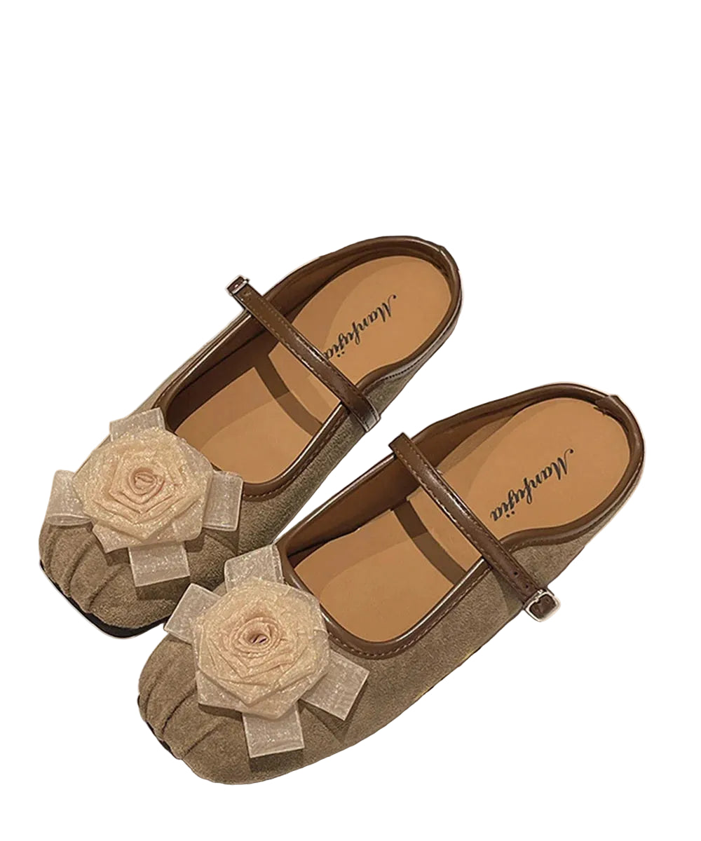 Femmes Ballerines Plates à Boucle Fleurie Style Chic 0