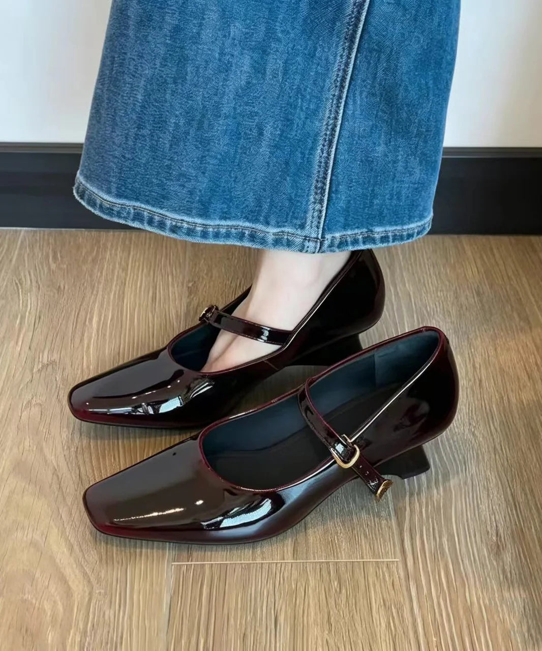 Femmes Mary Janes Compensées Style Vintage Bout Carré 2