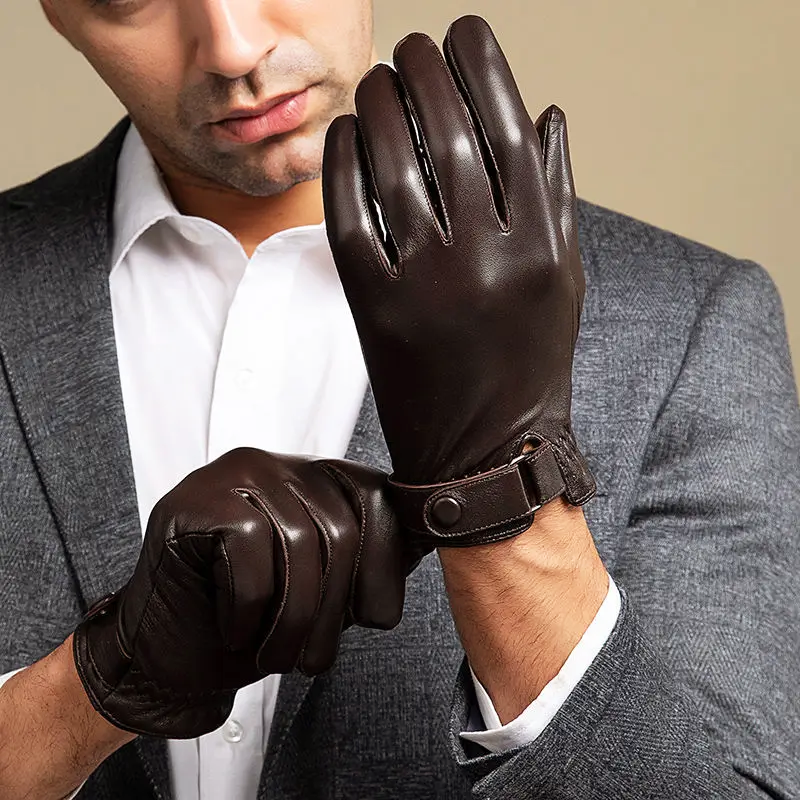 Gants pour hommes en cuir avec doublure en polaire 3