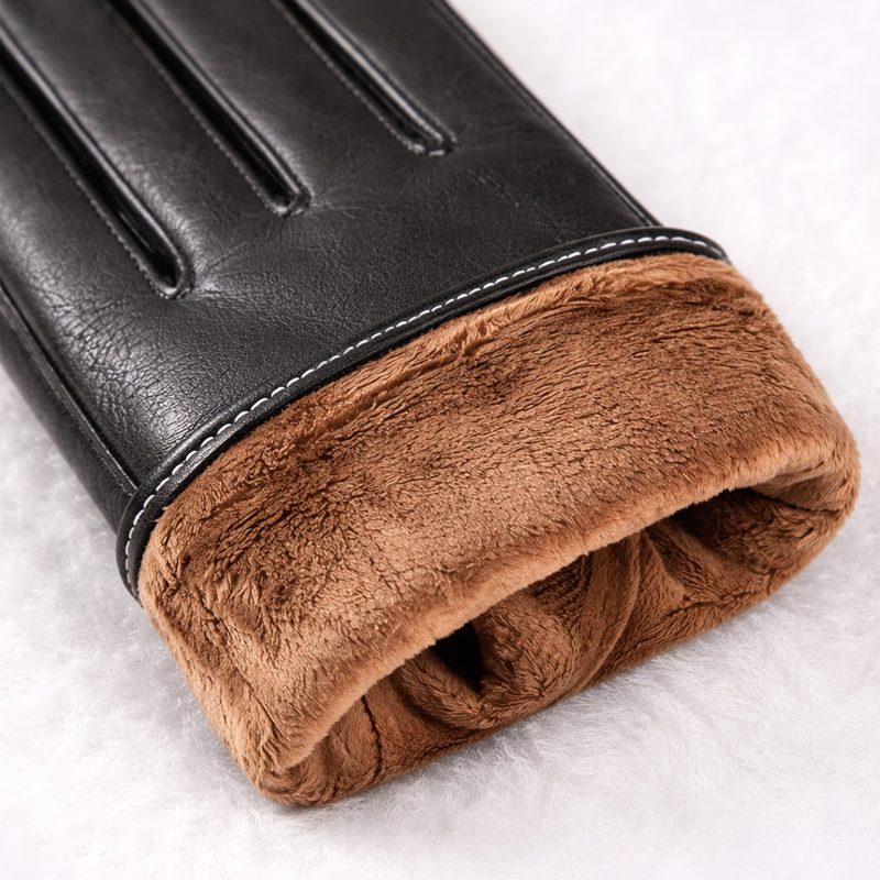 Gants pour hommes en cuir avec doublure en polaire 5