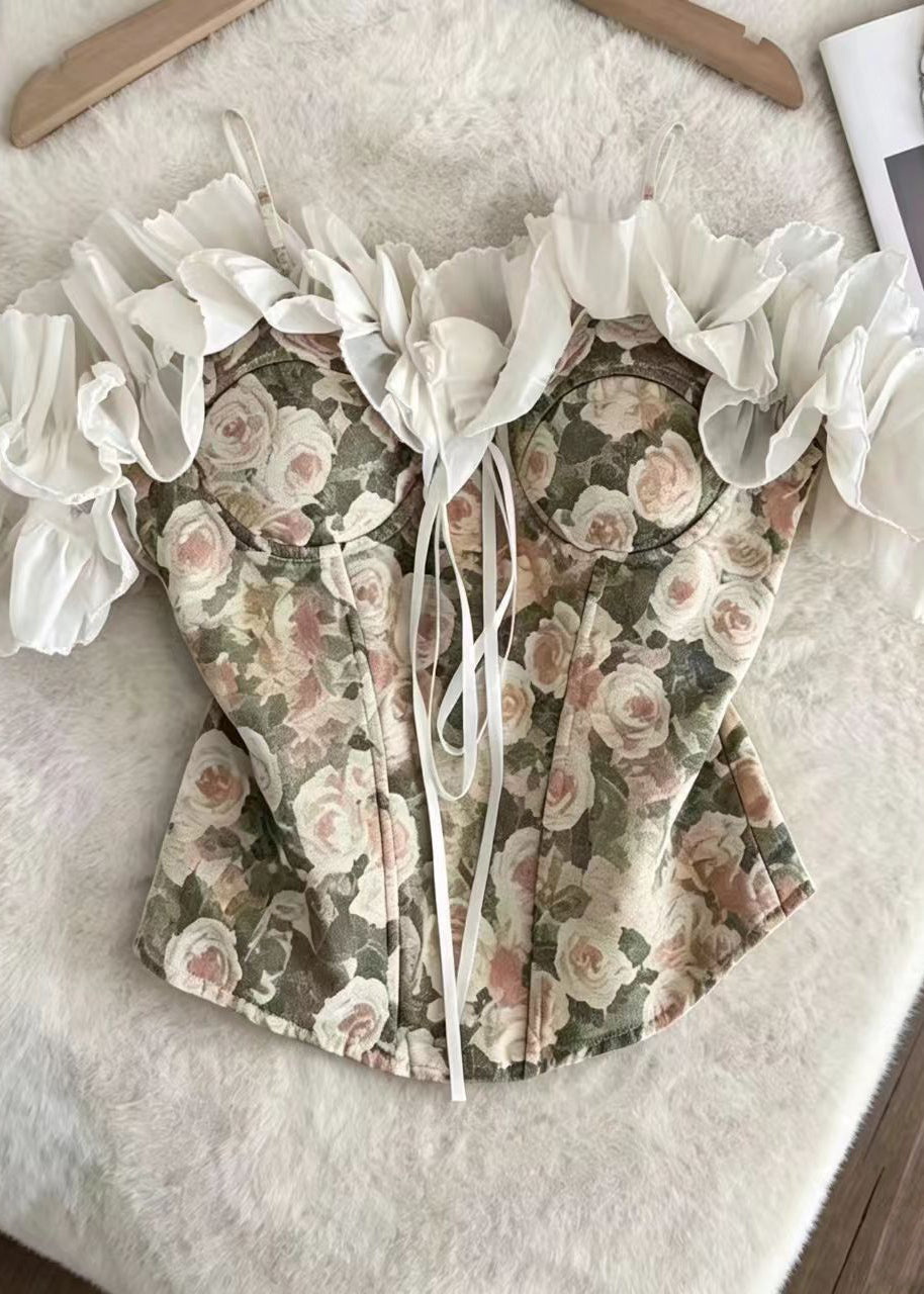 Gilet Femme Imprimé Volants Style Estival 0