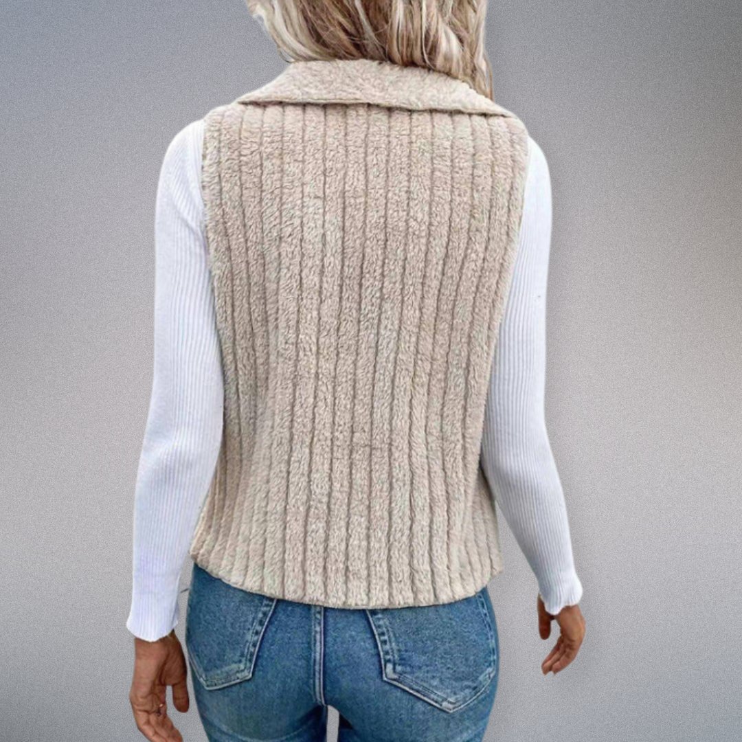 Gilet Femme Long Col Notch Tissu Doux Casual 7
